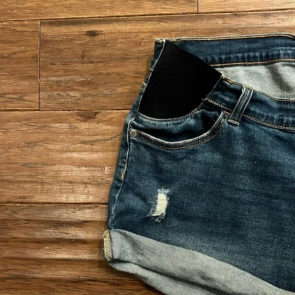 Indigo Blue Maternity Denim Shorts Size XL - Picture 3 of 6